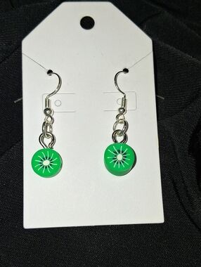 Green Sunburst Drop Earrings